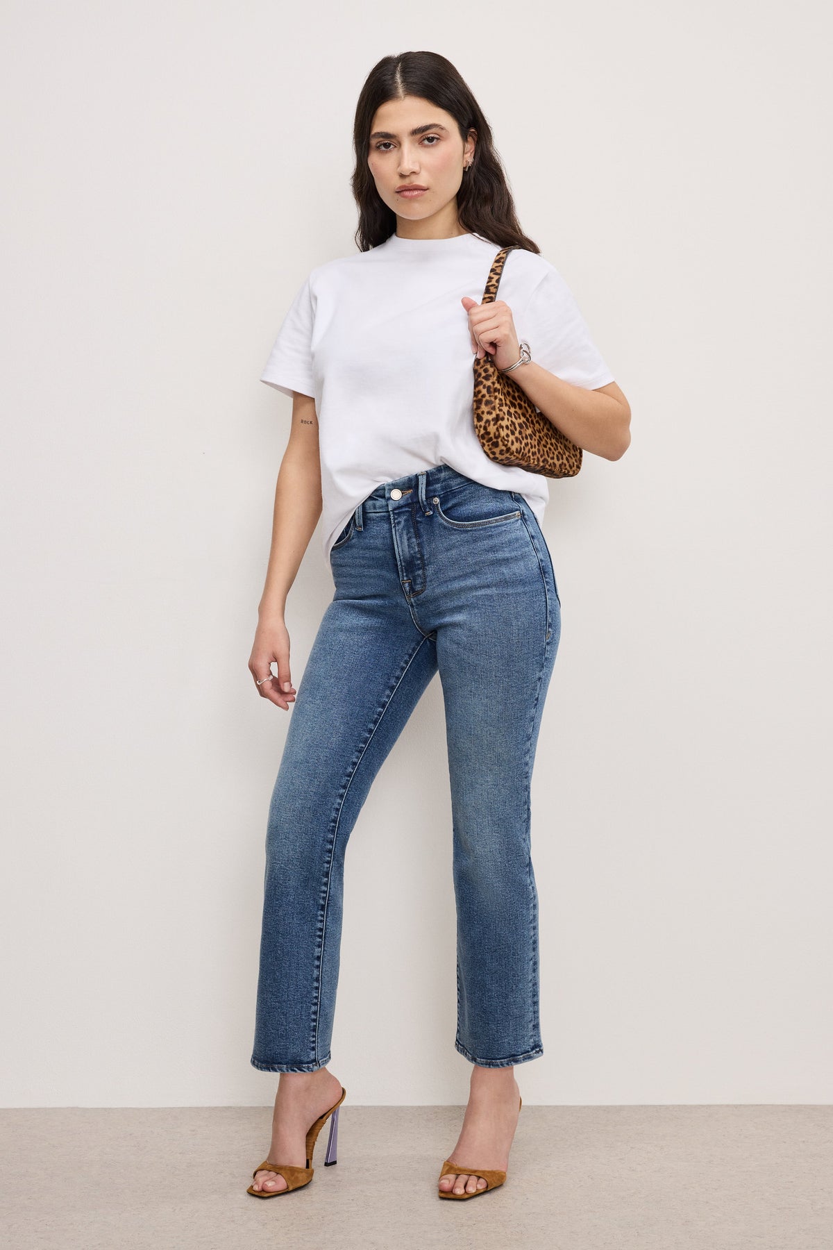 Good Petite Straight Compression Jeans in Indigo254