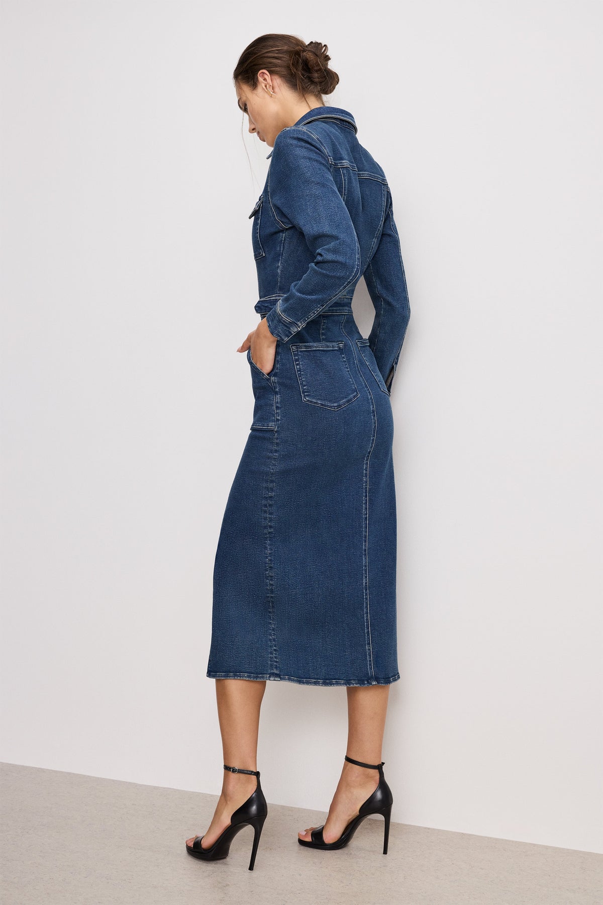 Fit for Success Long-Sleeve Midi Dress in Indigo724