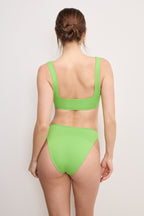 Square Neck Compression Swim Top in Lime005
