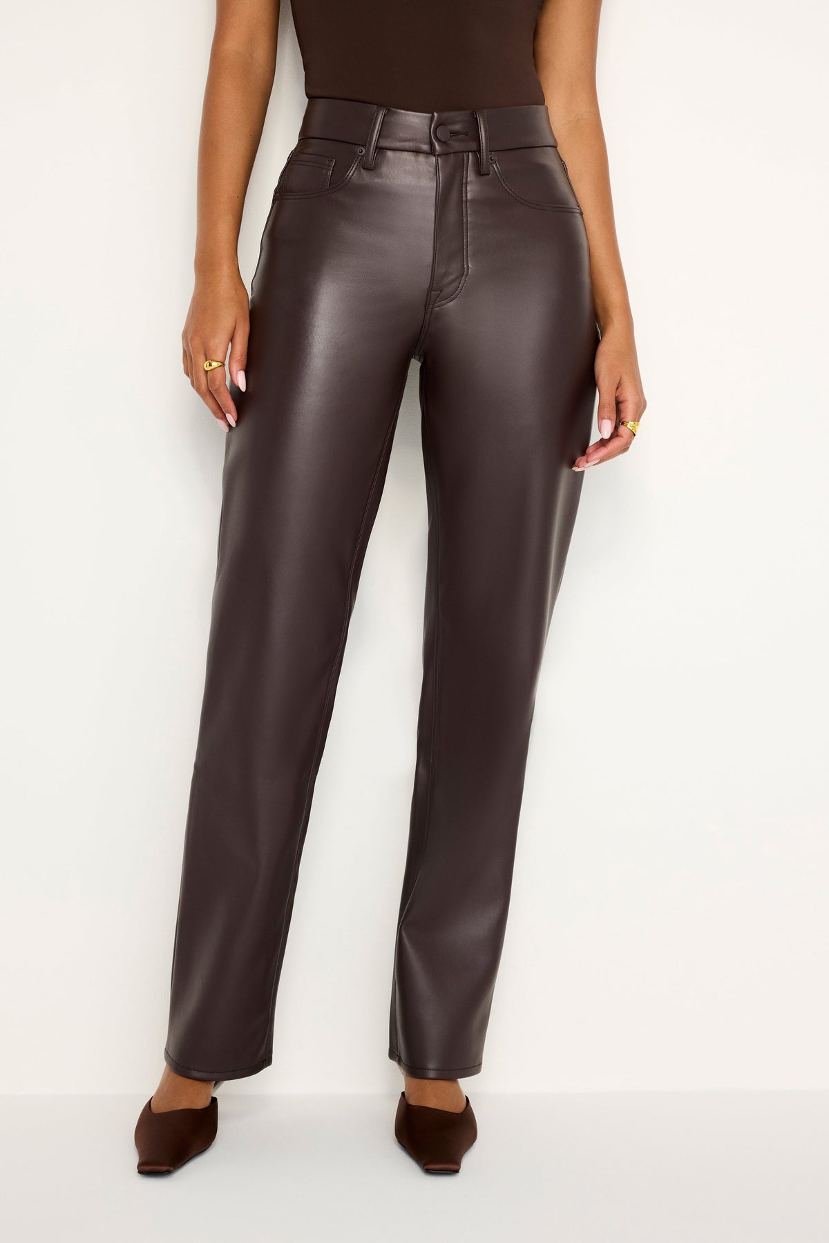 Good Icon Faux Leather Pants in Bark003