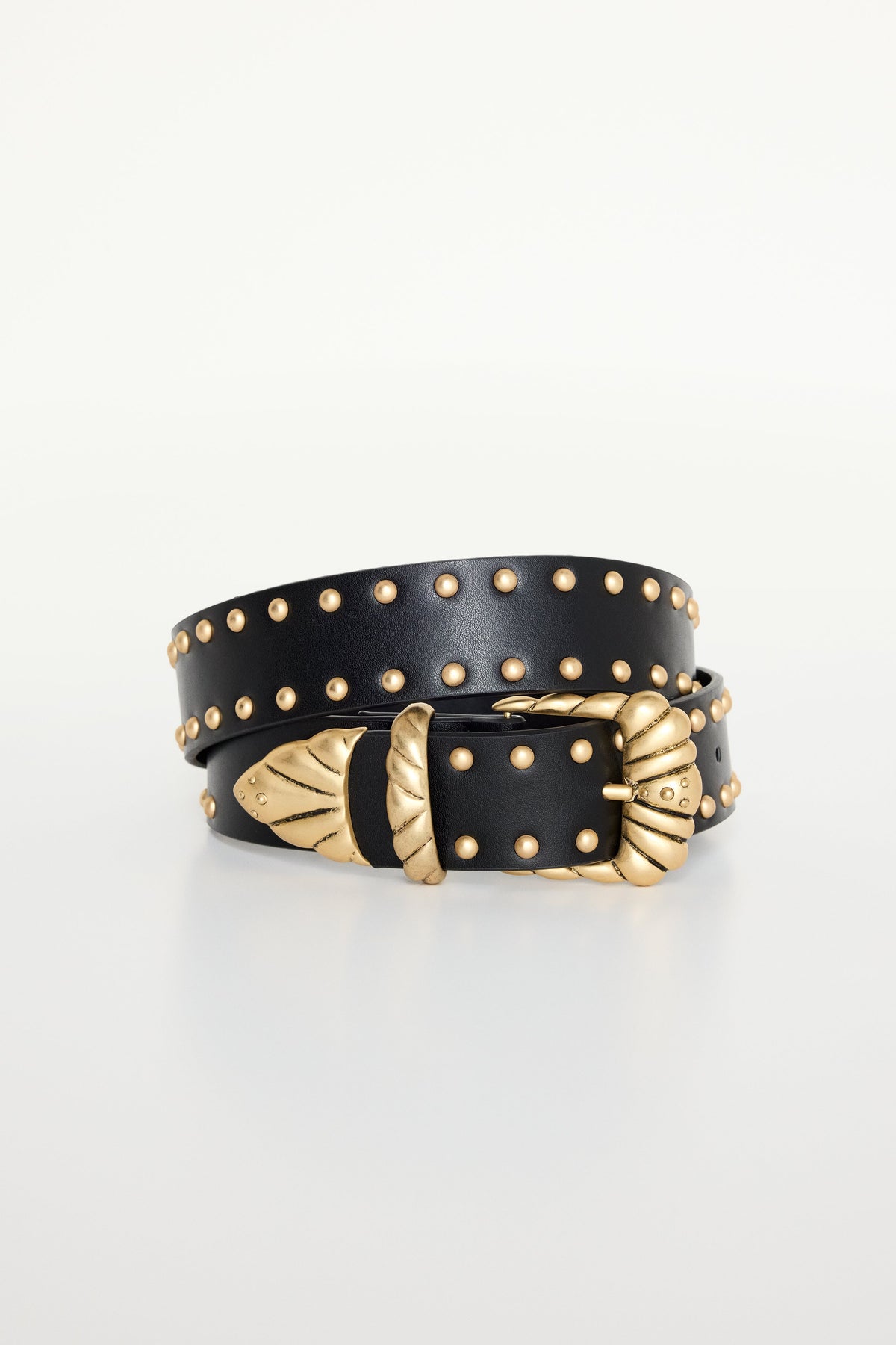 WIDE STUDDED WESTERN BELT | BLACK001