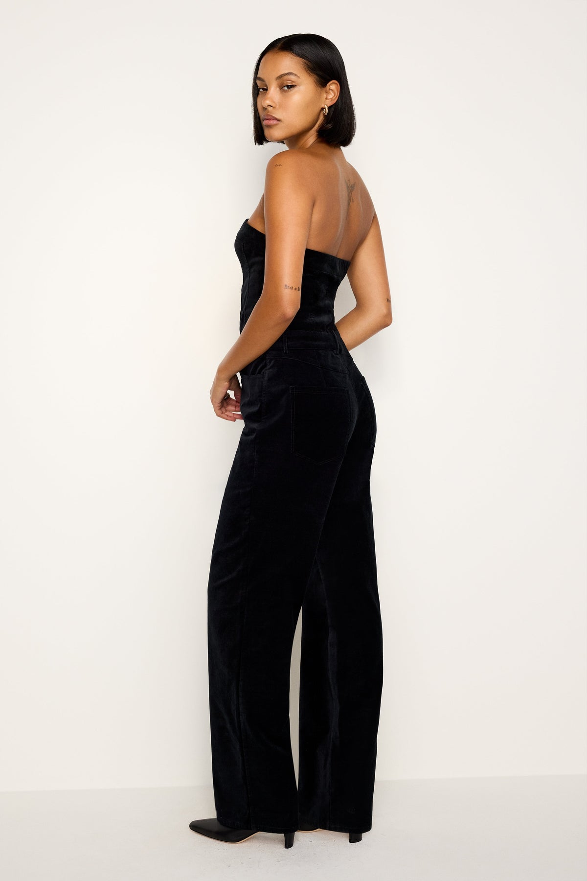 Fit for Success Strapless Velvet Jumpsuit in Black001