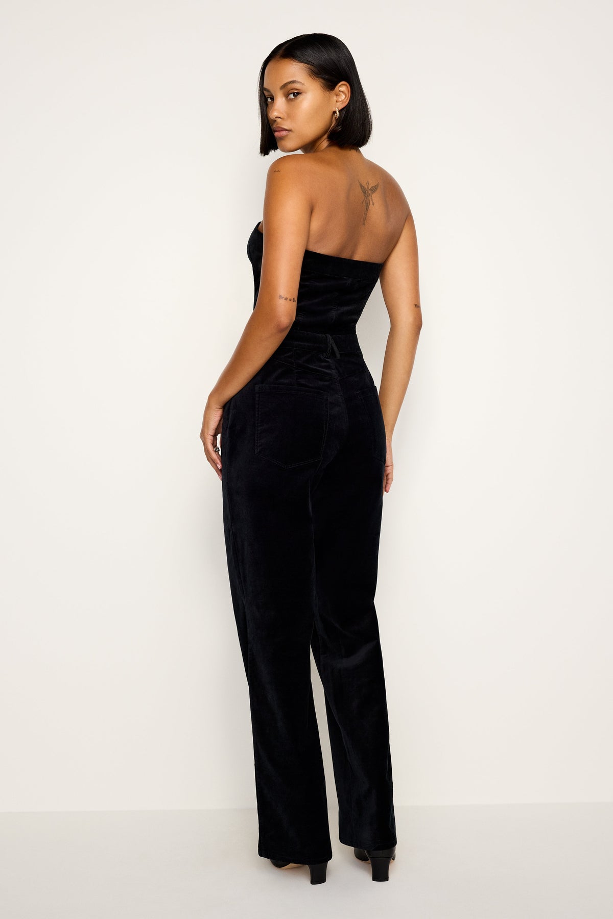 Fit for Success Strapless Velvet Jumpsuit in Black001
