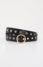 SKINNY EYELET BELT | BLACK001