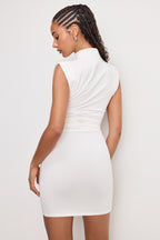 The Super Stretch Jersey Mock Neck Mini Dress in Cloud White001