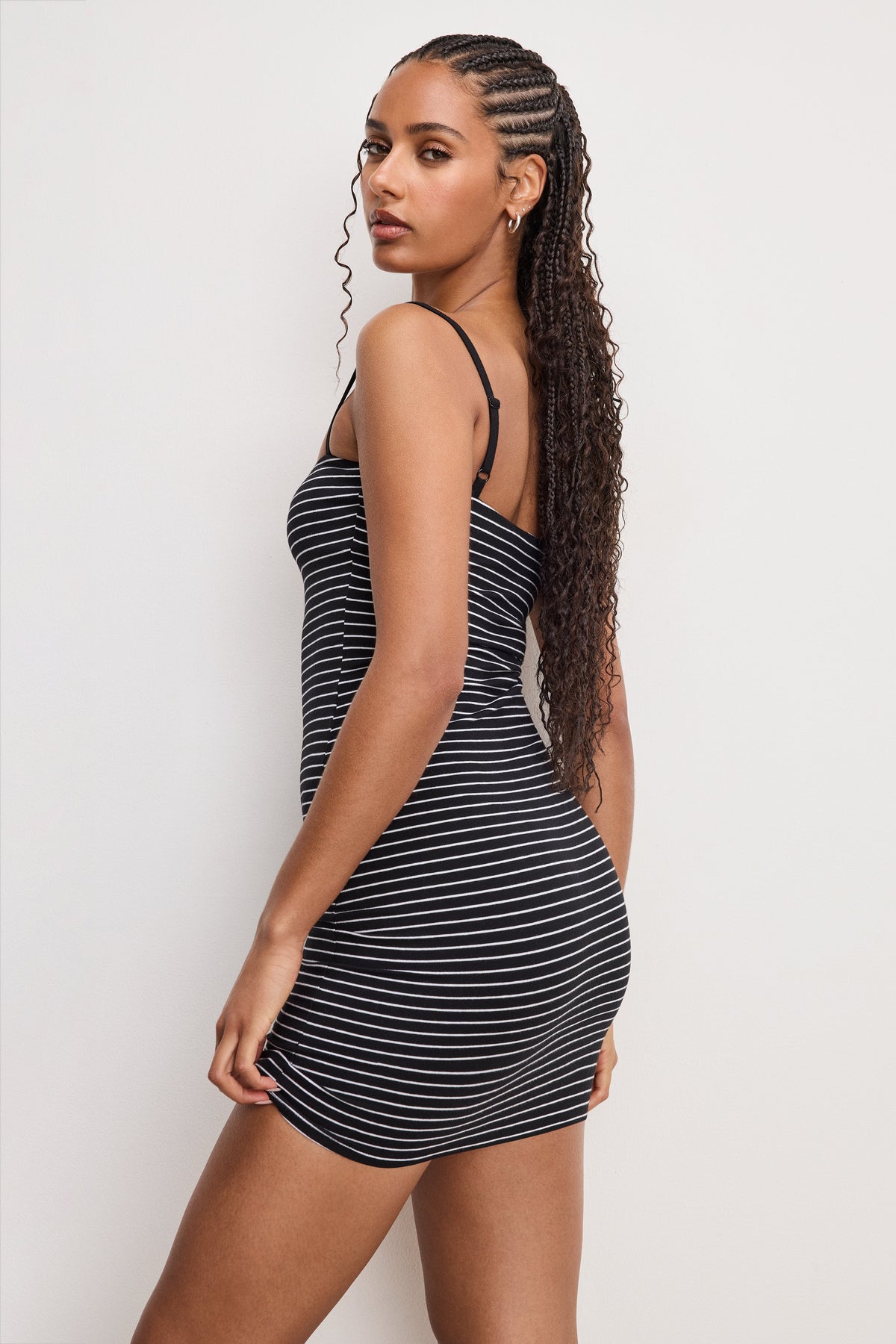 The Super Stretch Jersey Cami Mini Dress in Classic Stripe002