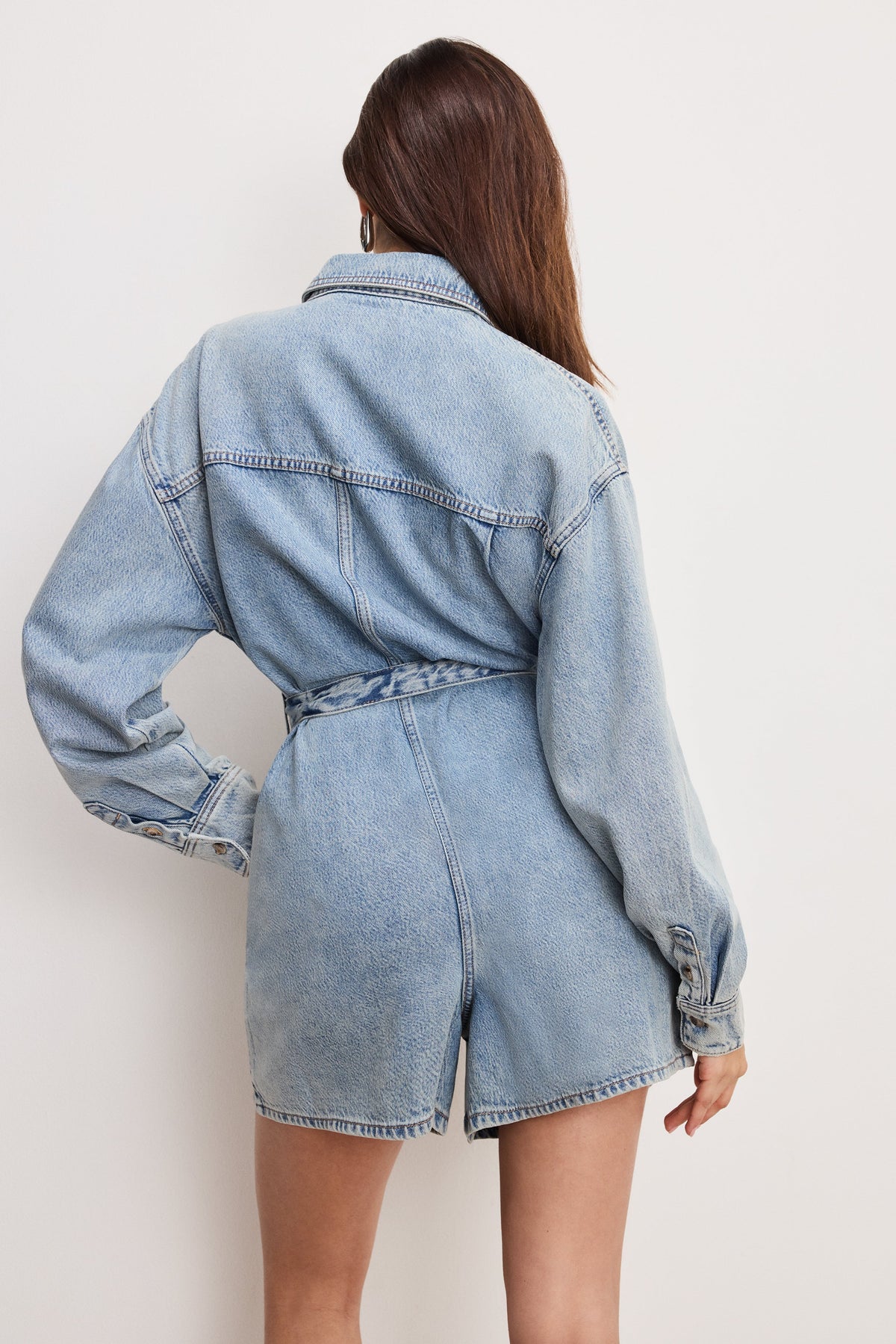 The Weightless Denim Romper in Indigo793