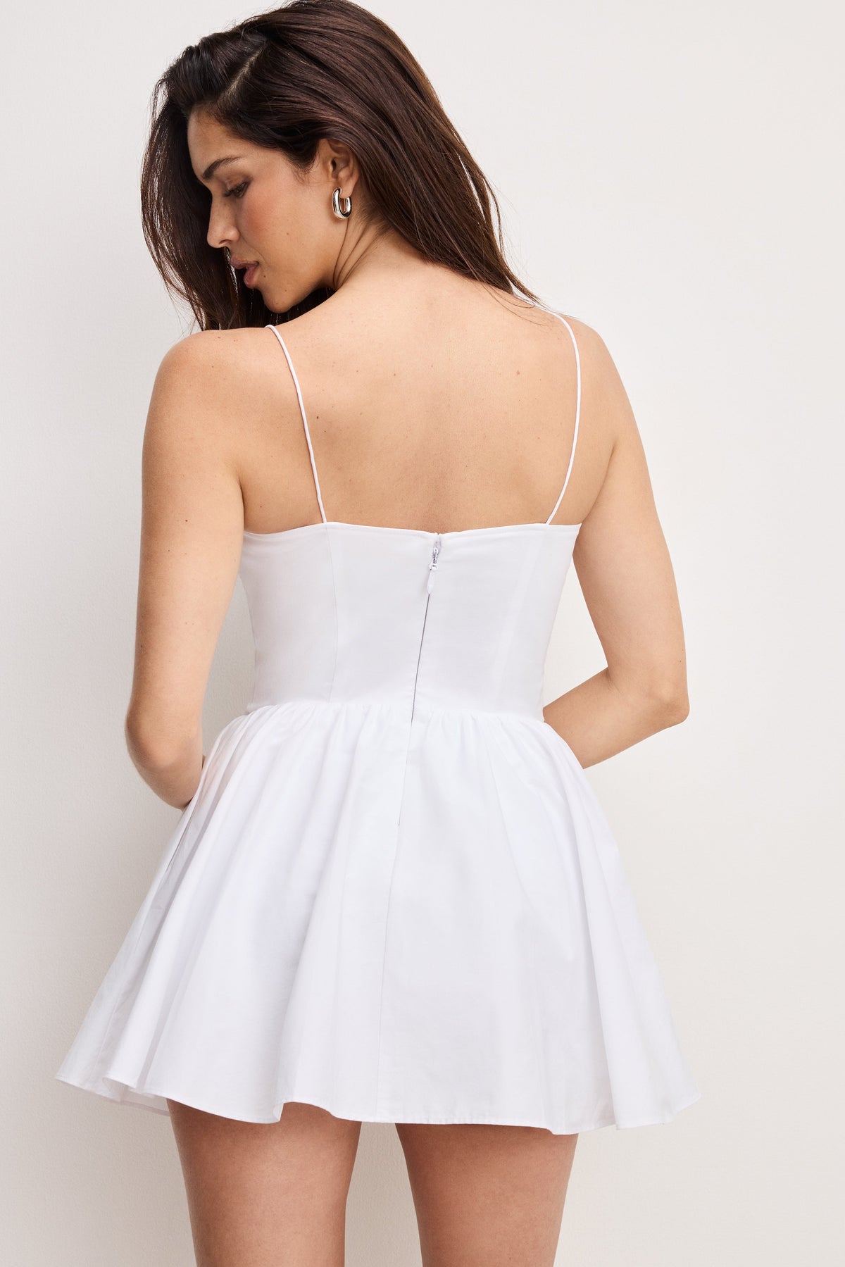 The Poplin Mini Dress in White001