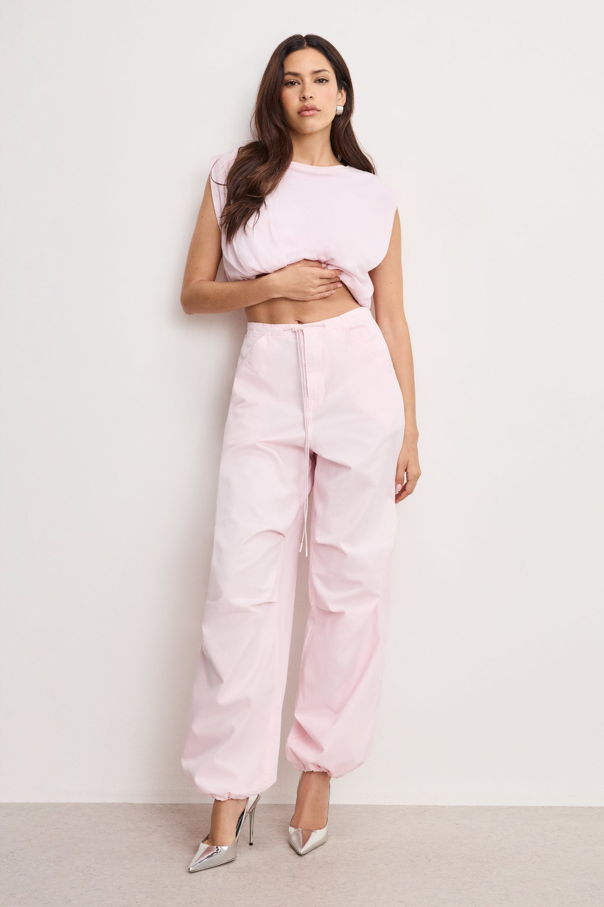 The Twill Parachute Pants in Bubblegum005