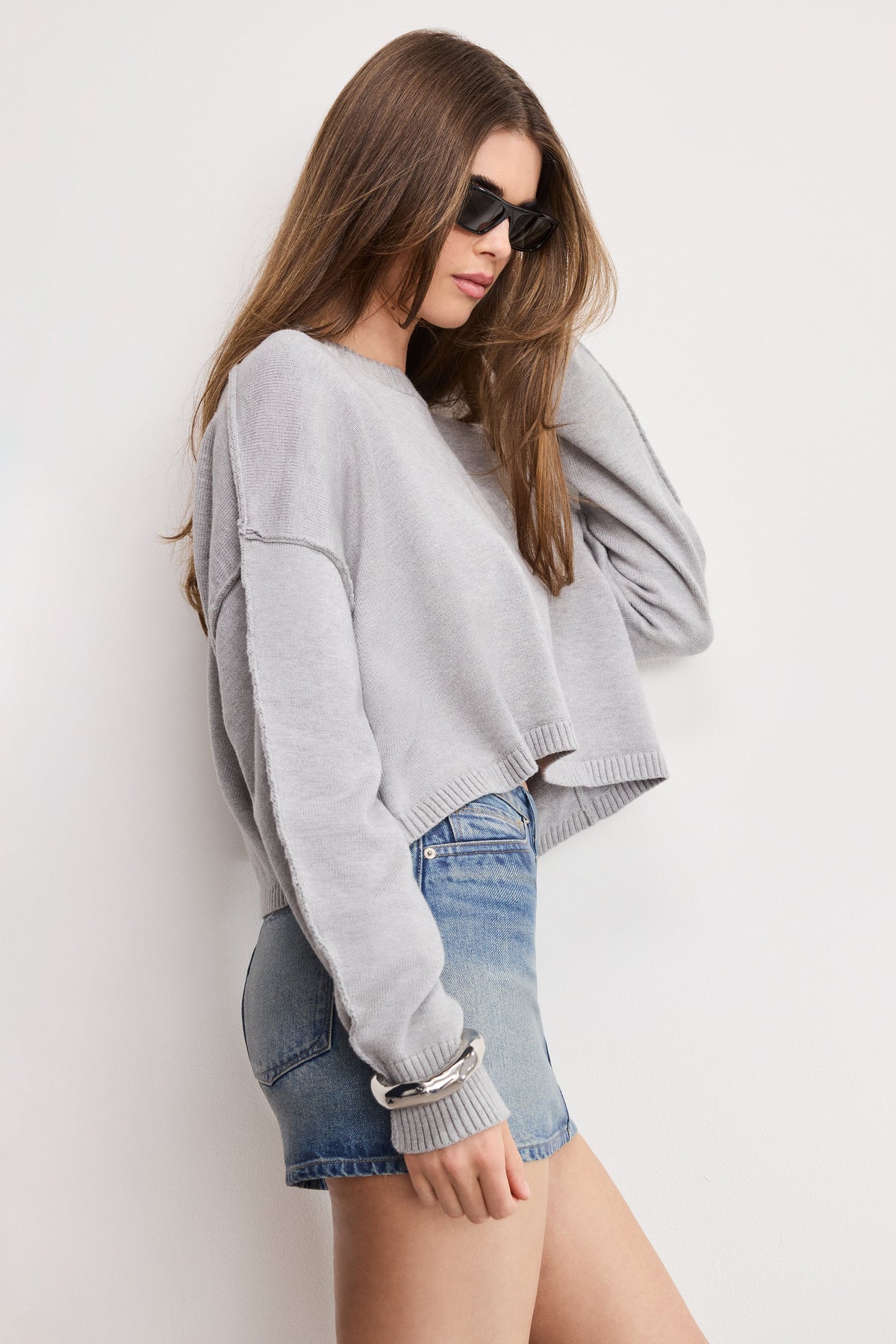 Cozy Knit Crew Neck in Melange Grey