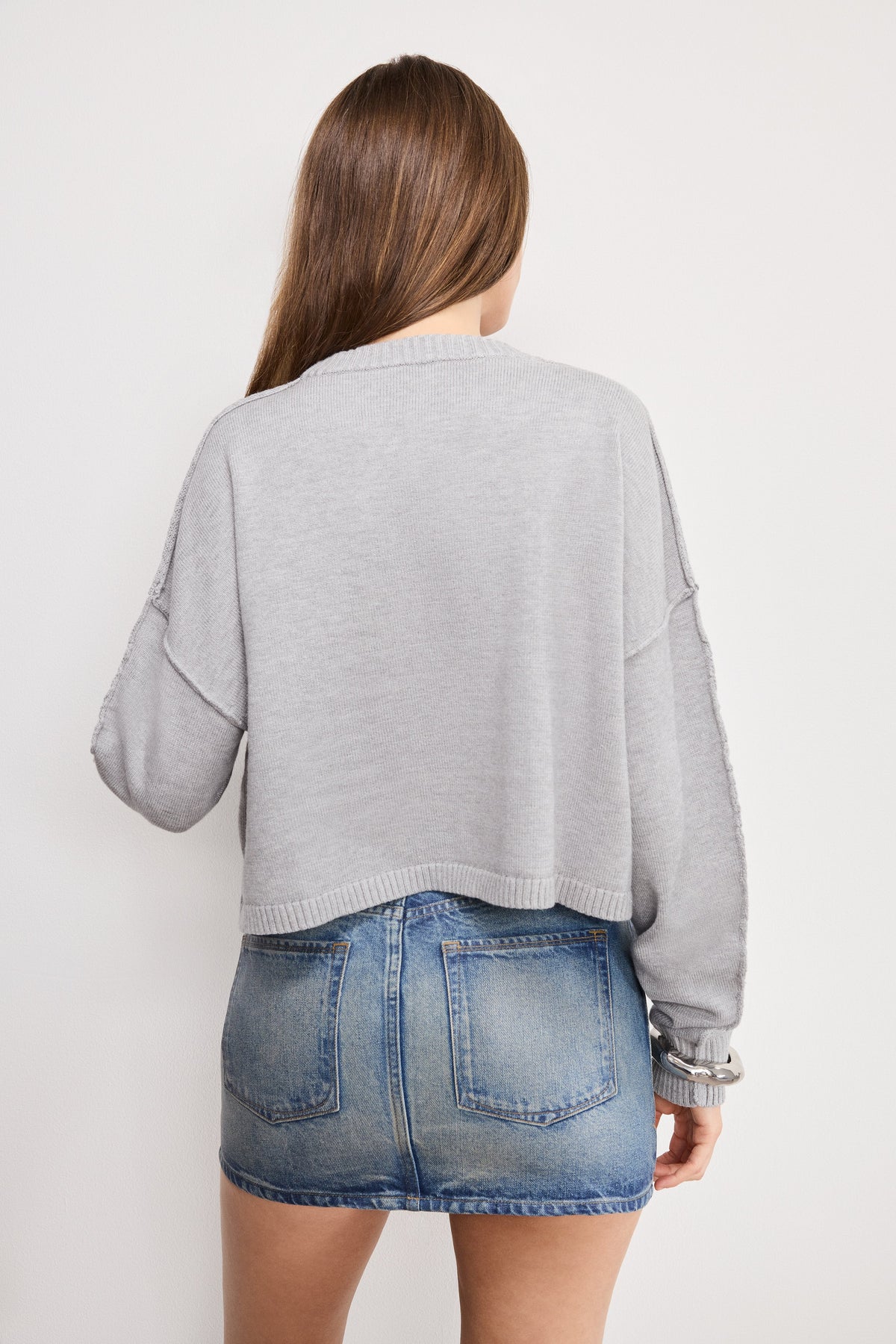Cozy Knit Crew Neck in Melange Grey