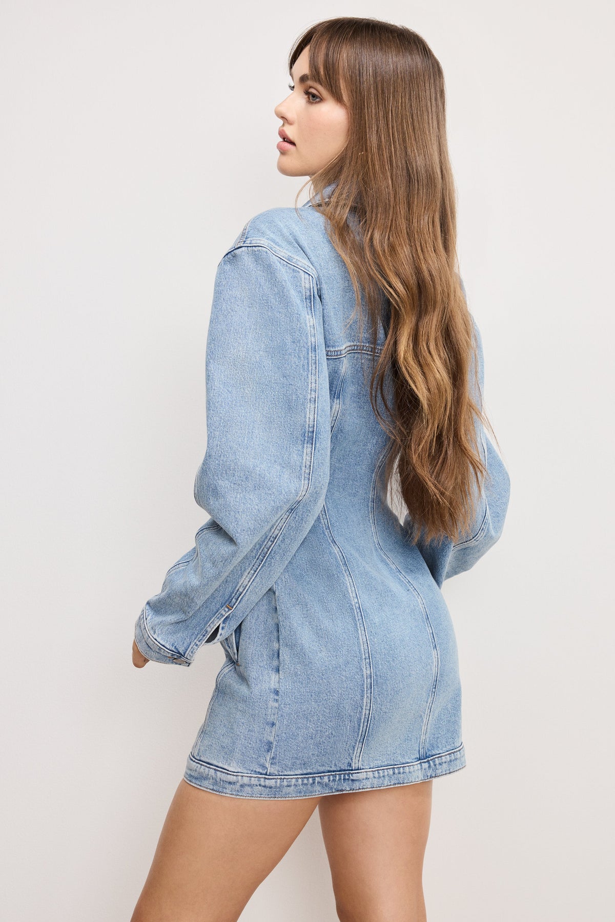 The Barrel Long Sleeve Mini Dress in Indigo911