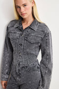 DOLLY CRYSTAL DENIM JACKET | BLACK415