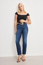 Dolly Classic Crystal Leather Belt in Black001