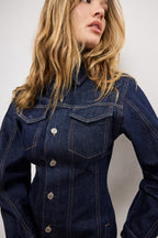 Barrel Long Sleeve Mini Dress in Indigo982