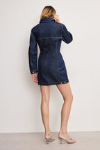 Barrel Long Sleeve Mini Dress in Indigo982