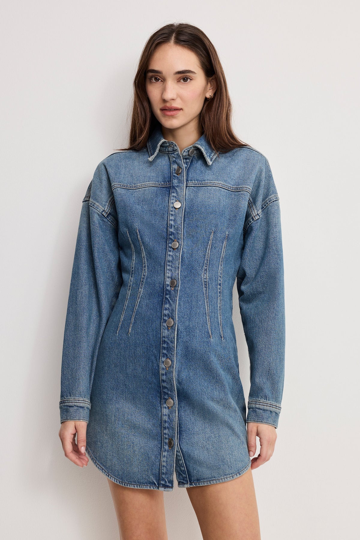 Shaped Denim Dress in Indigo1100