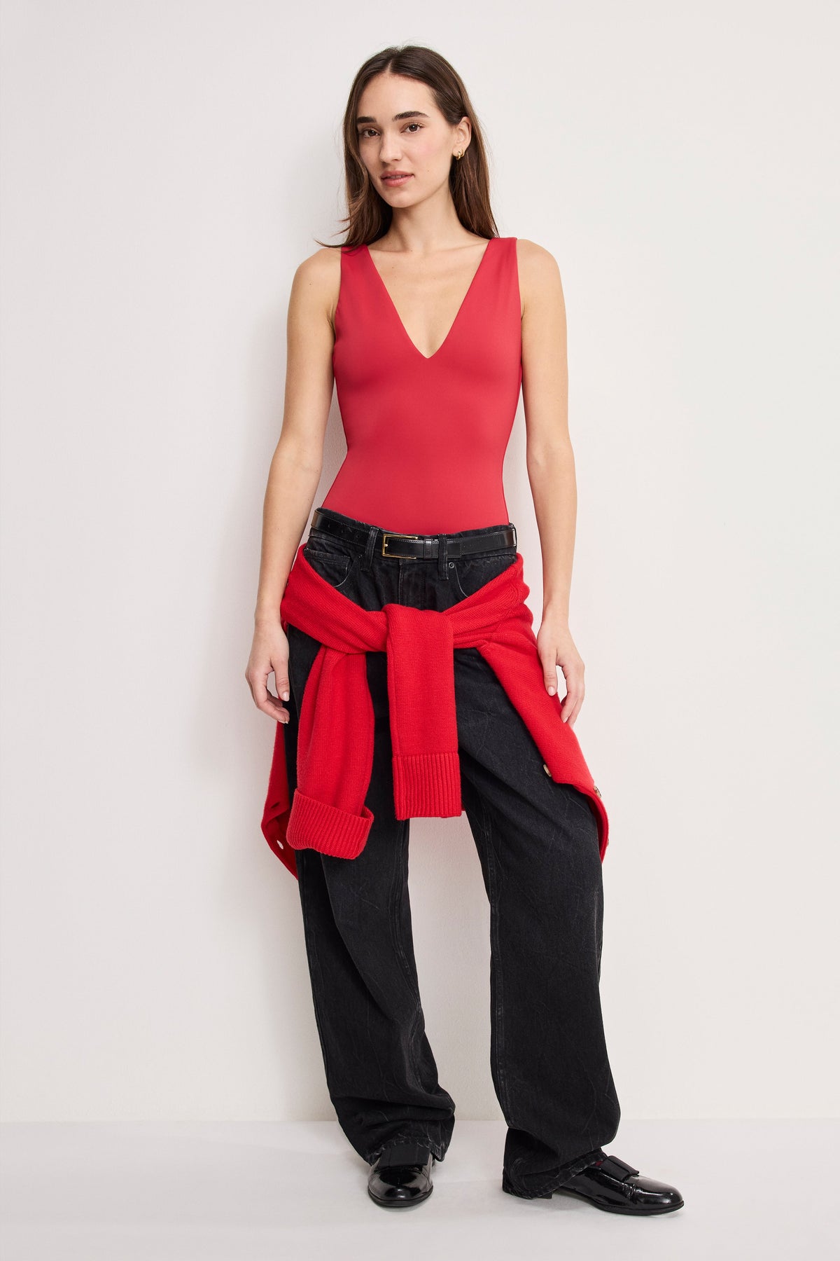 Sculpting Deep V Bodysuit in Ruby