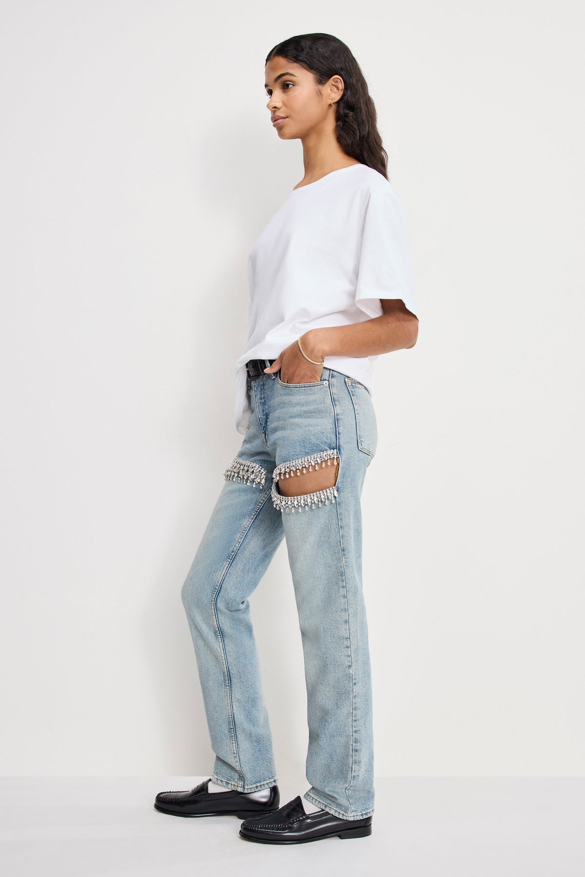 The Good Icon Straight Diamond Jeans in Indigo357