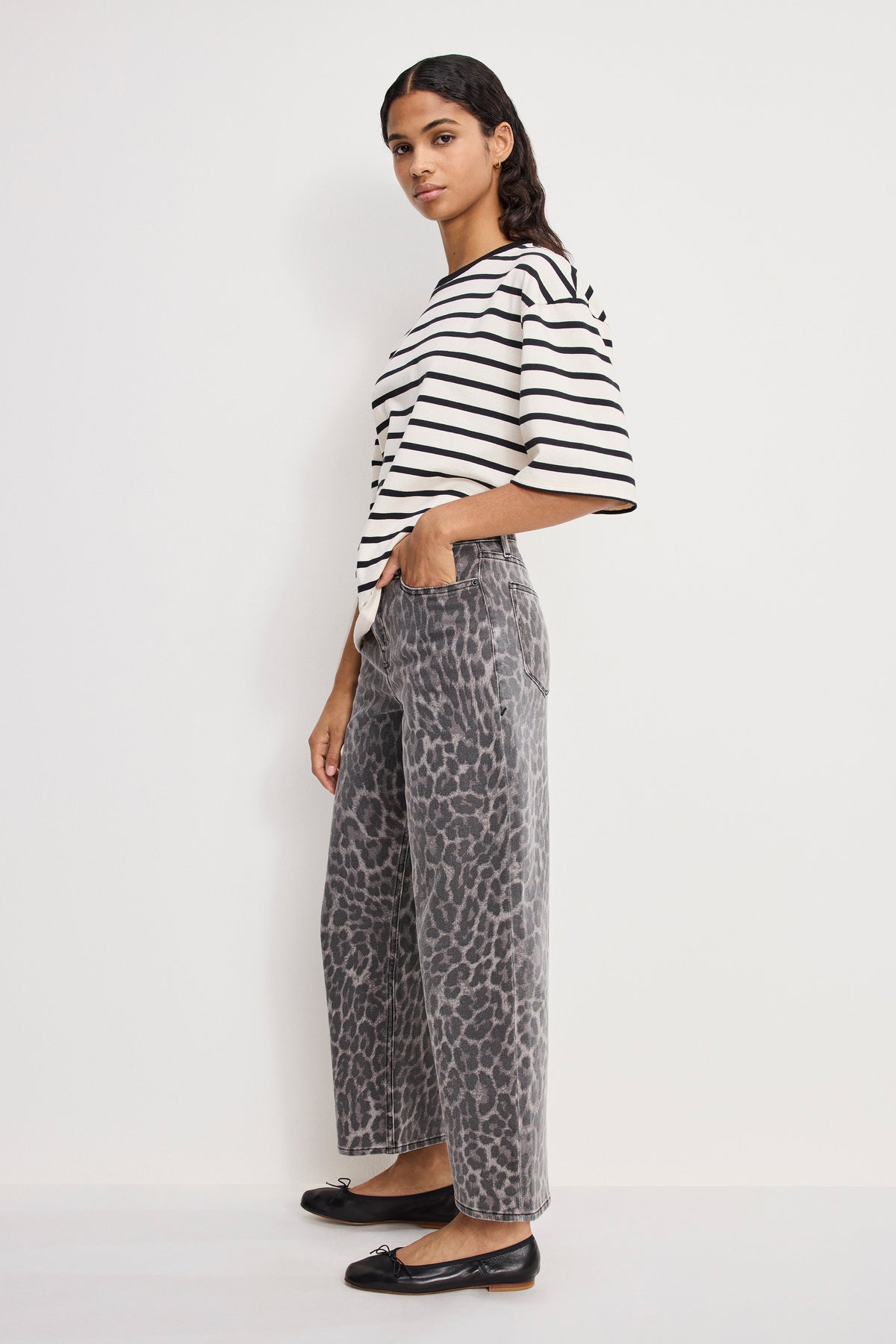 Good Barrel Jeans in Grey Lucky Leopard