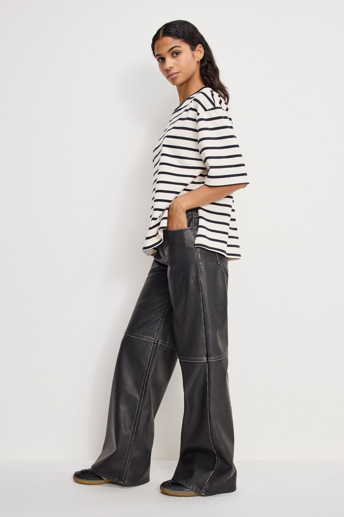 Good Skate Faux Leather Pants in Black001