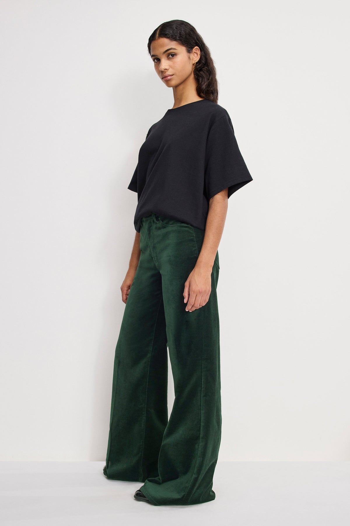 Velvet Good Waist Palazzo Pants in Pine Green003