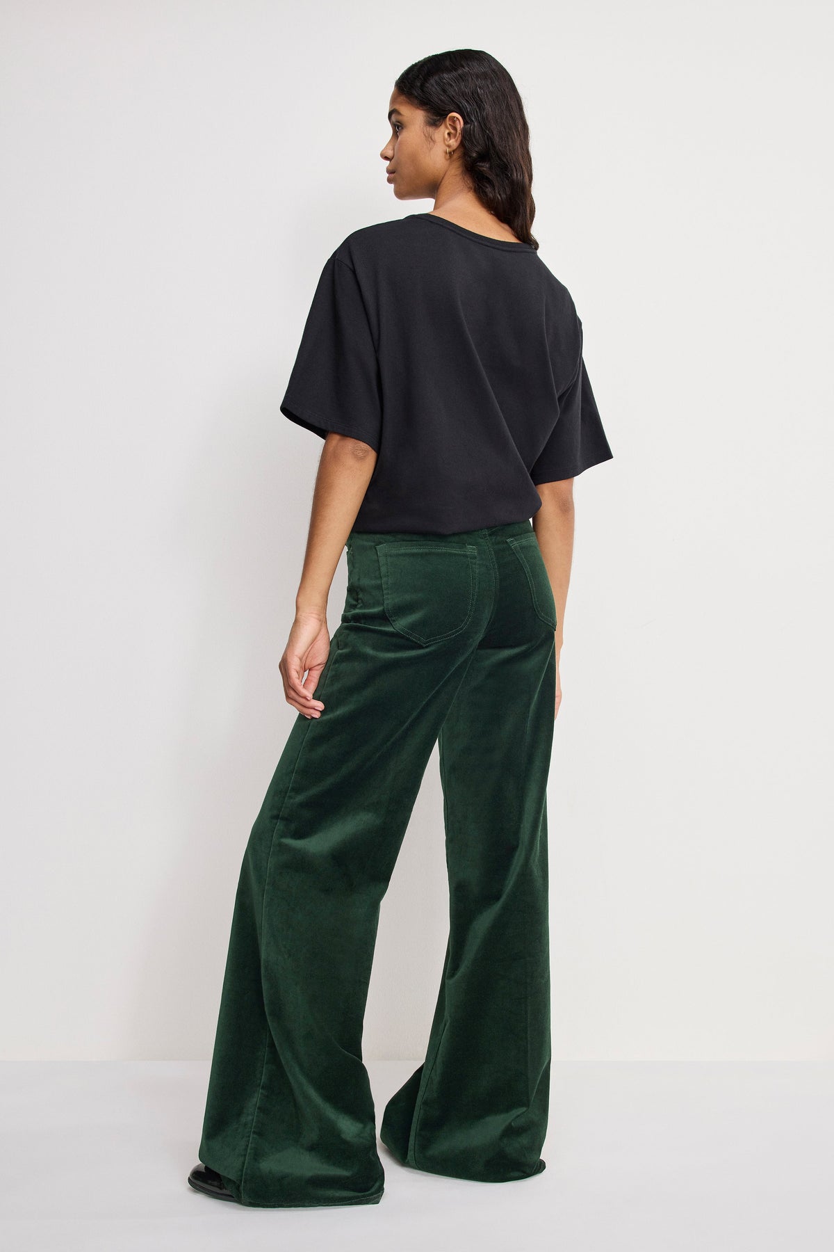 Velvet Good Waist Palazzo Pants in Pine Green003