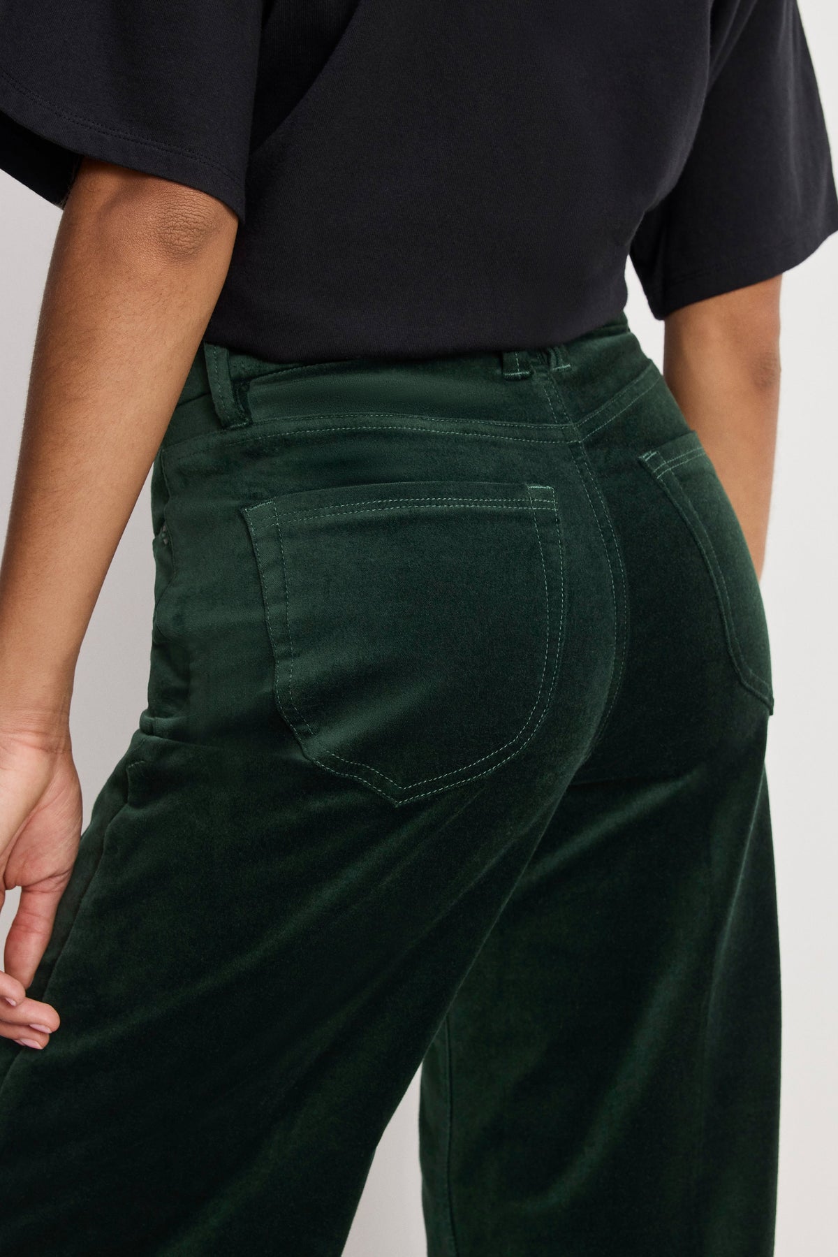 Velvet Good Waist Palazzo Pants in Pine Green003