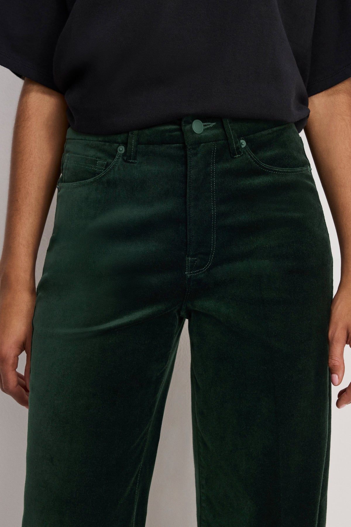 Velvet Good Waist Palazzo Pants in Pine Green003