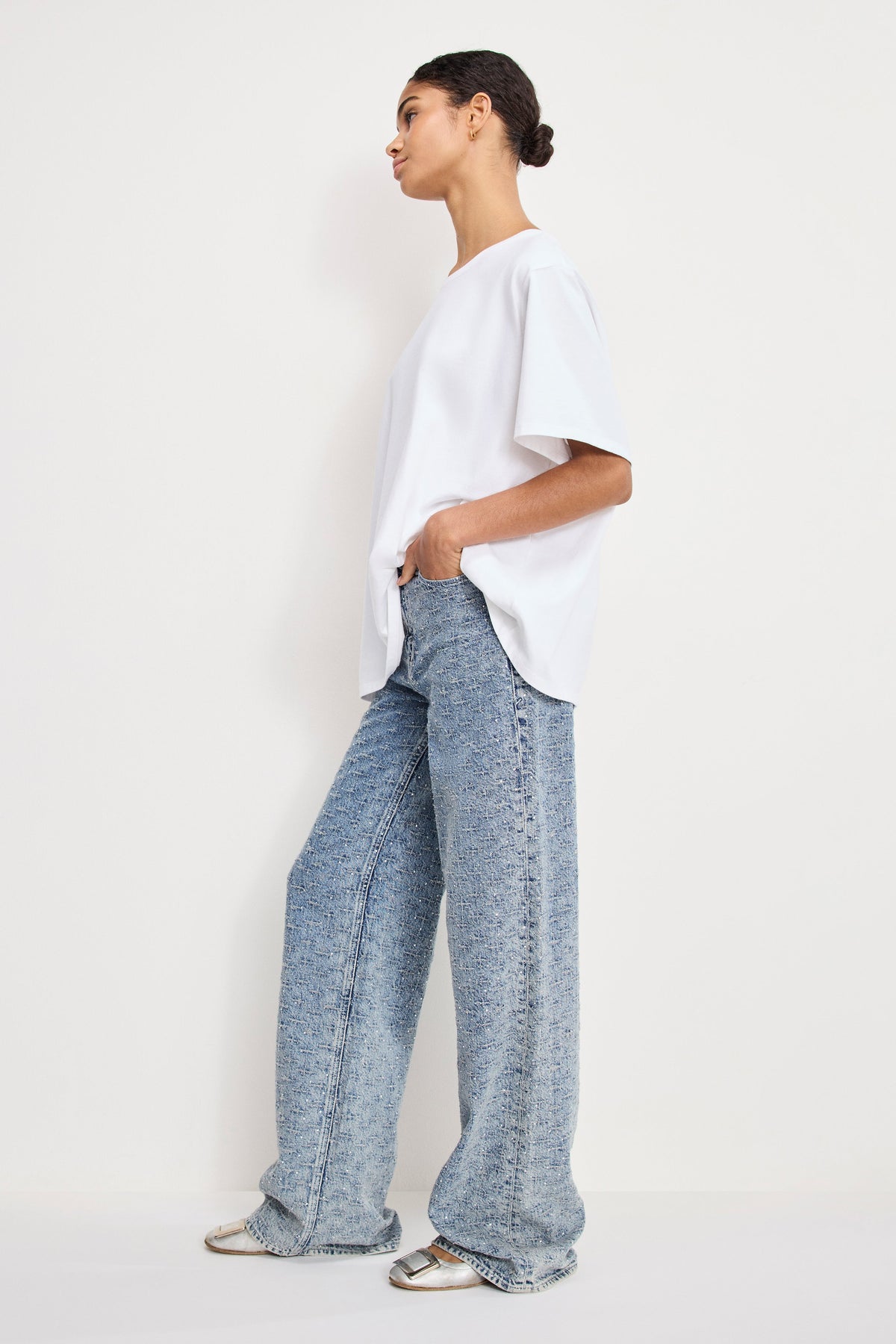 Good Skate Wide Crystal Jeans in Indigo1070
