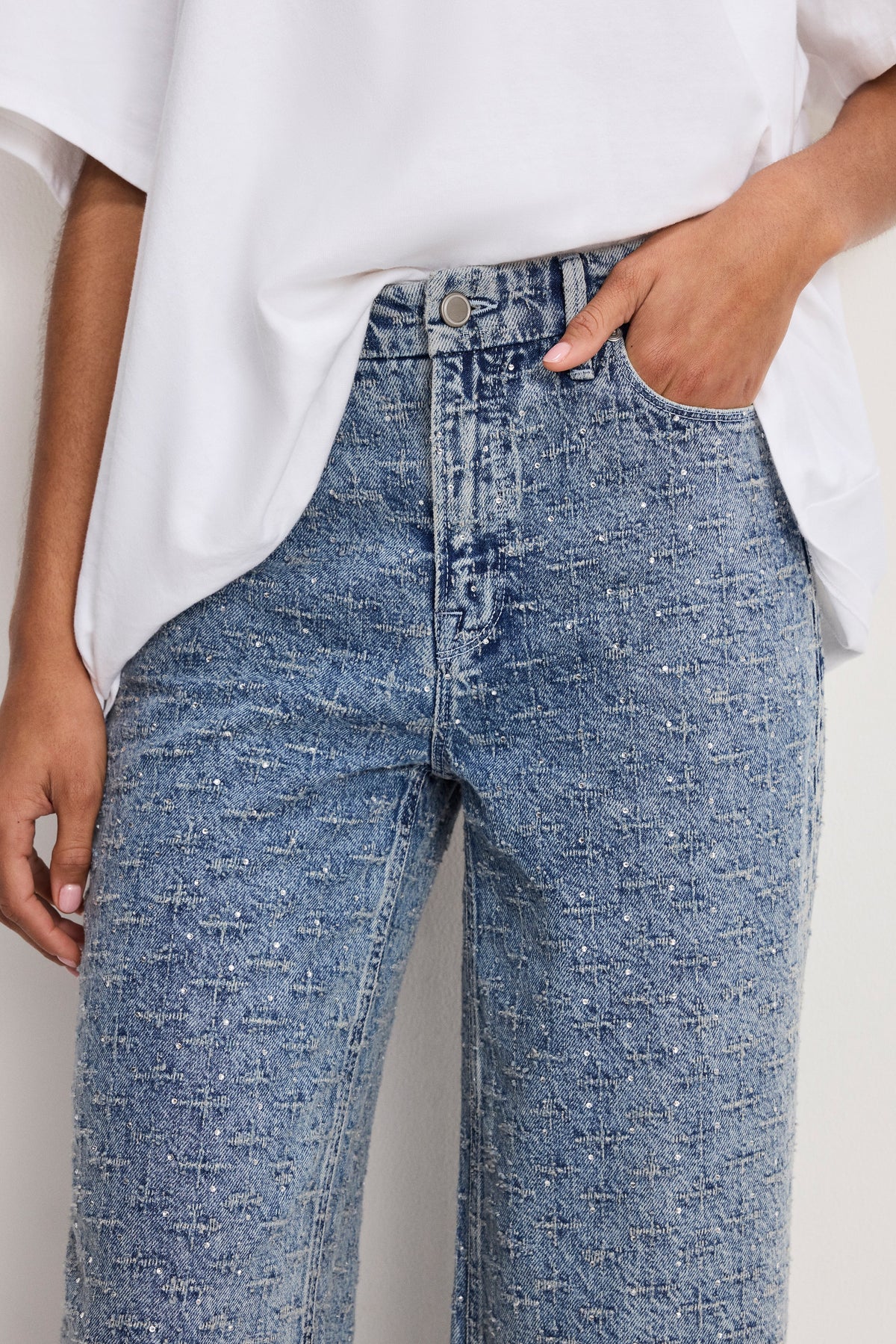 Good Skate Wide Crystal Jeans in Indigo1070