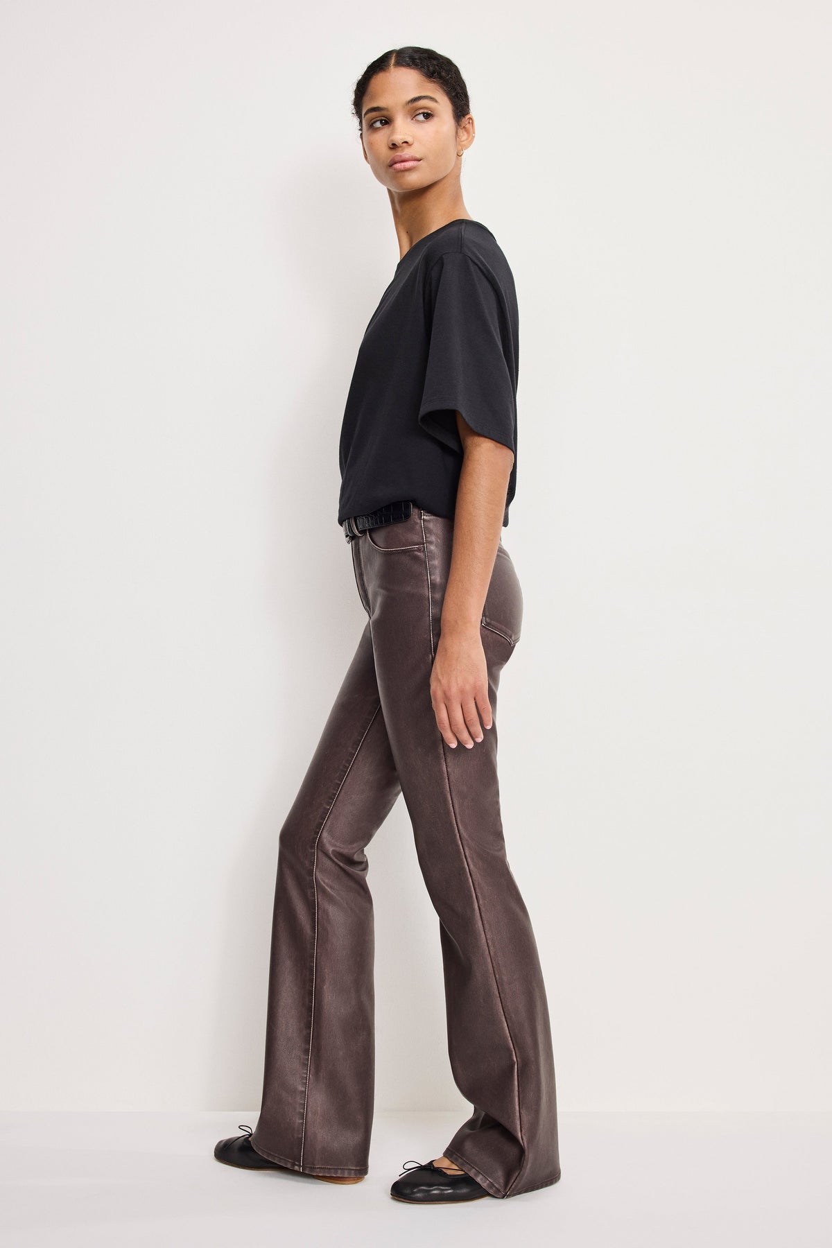 Good Classic Bootcut Faux Leather Pants in Vamp001