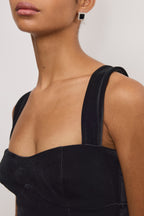 Velvet Mini Dress in Black001