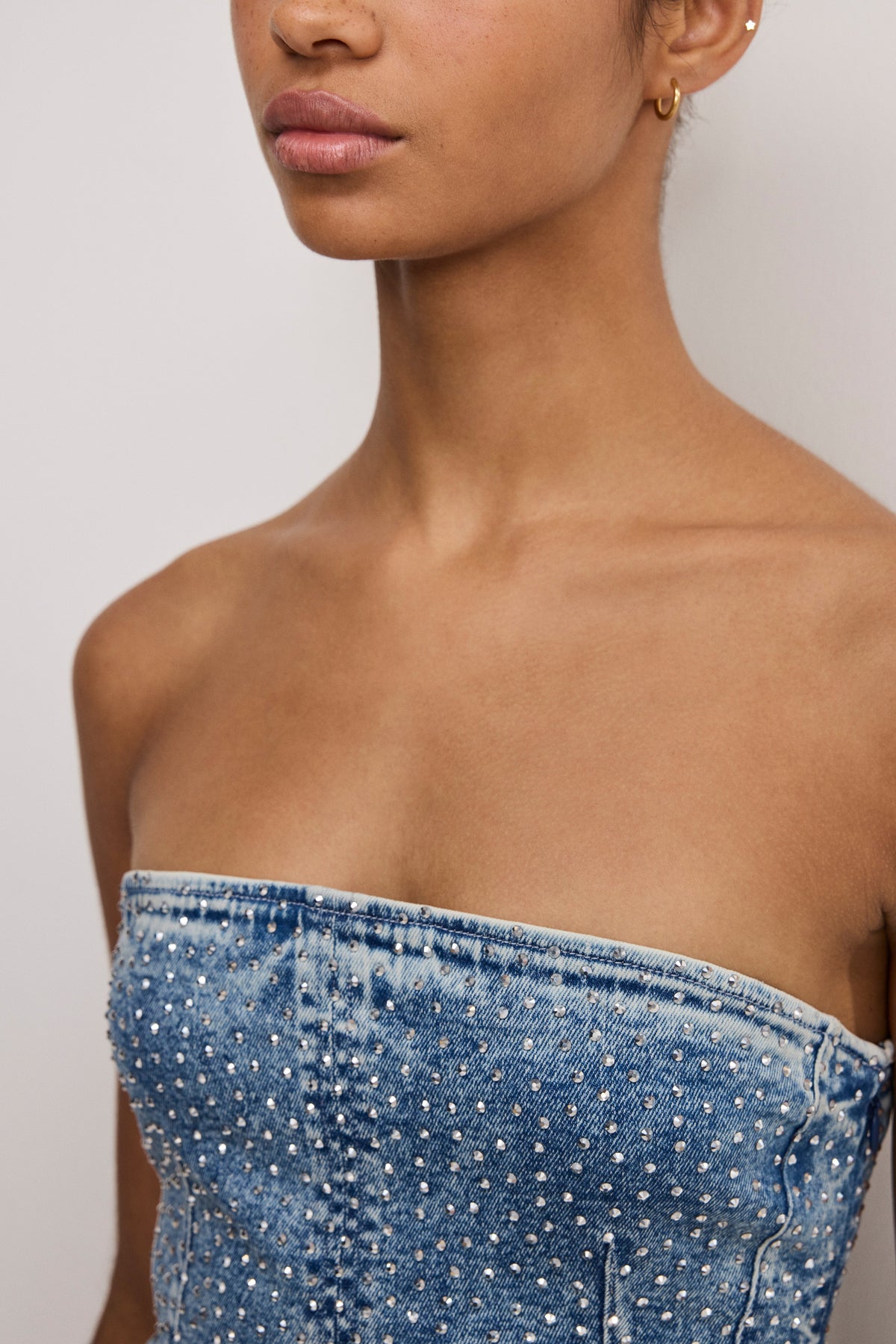 Crystal Strapless Mini Dress in Indigo1097