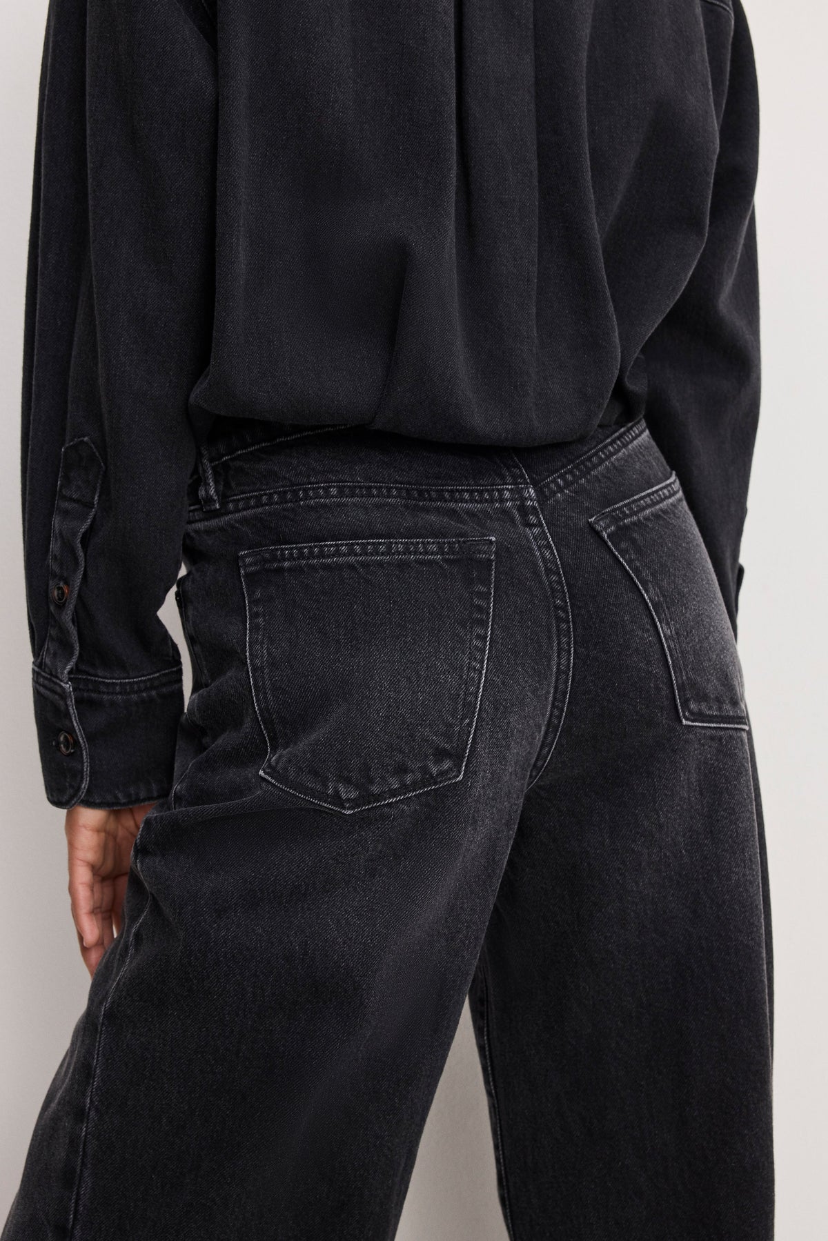 Denim Shirt Jumpsuit in Black389