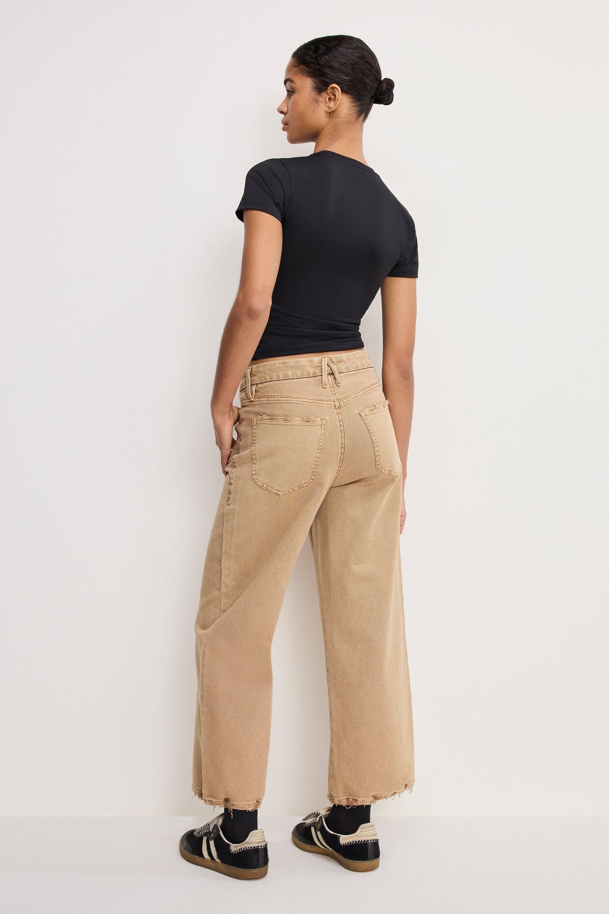 The Canvas Palazzo Cropped Pants in Good Khaki001