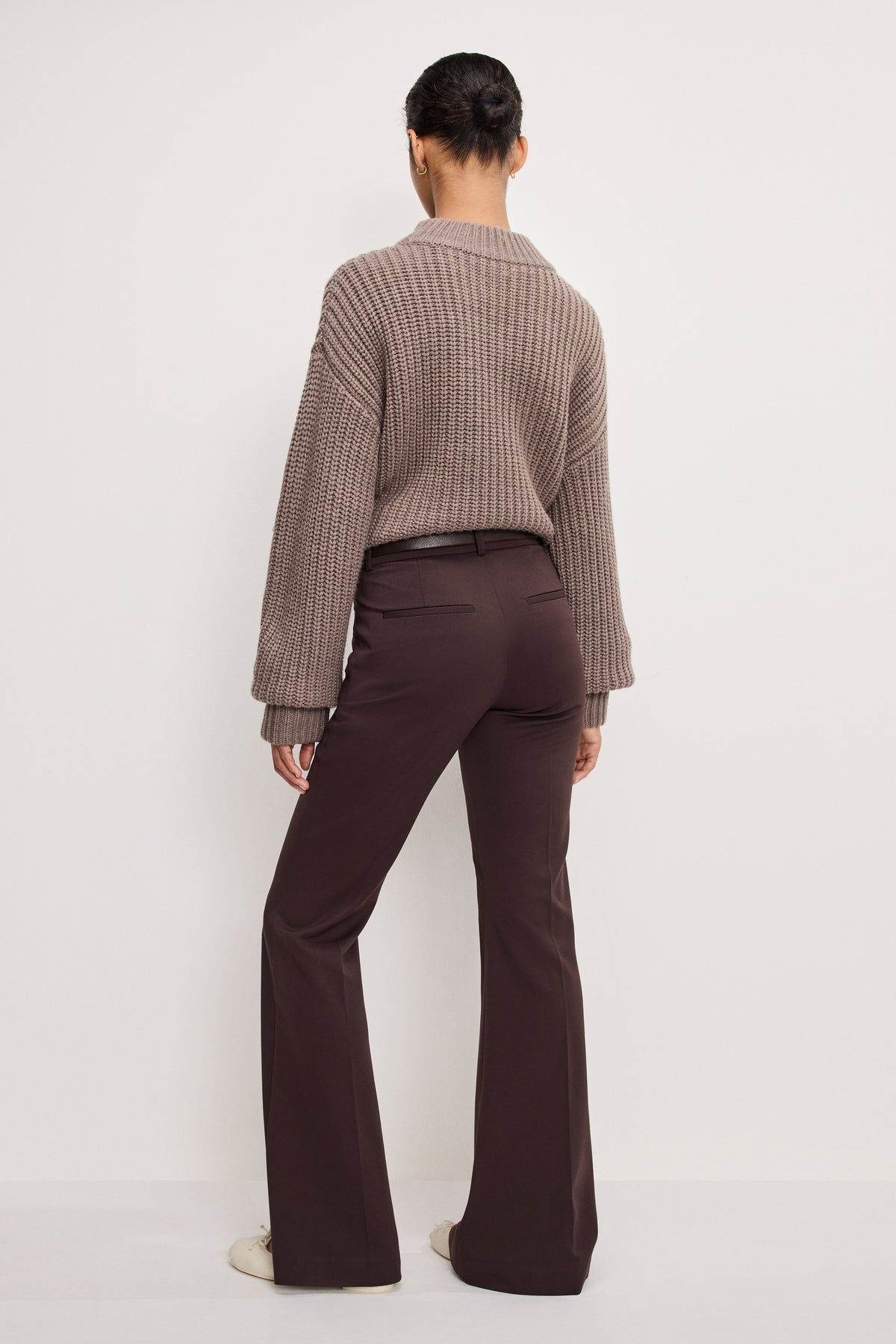 Essential Suiting Flare Trousers in Dark Chocolate