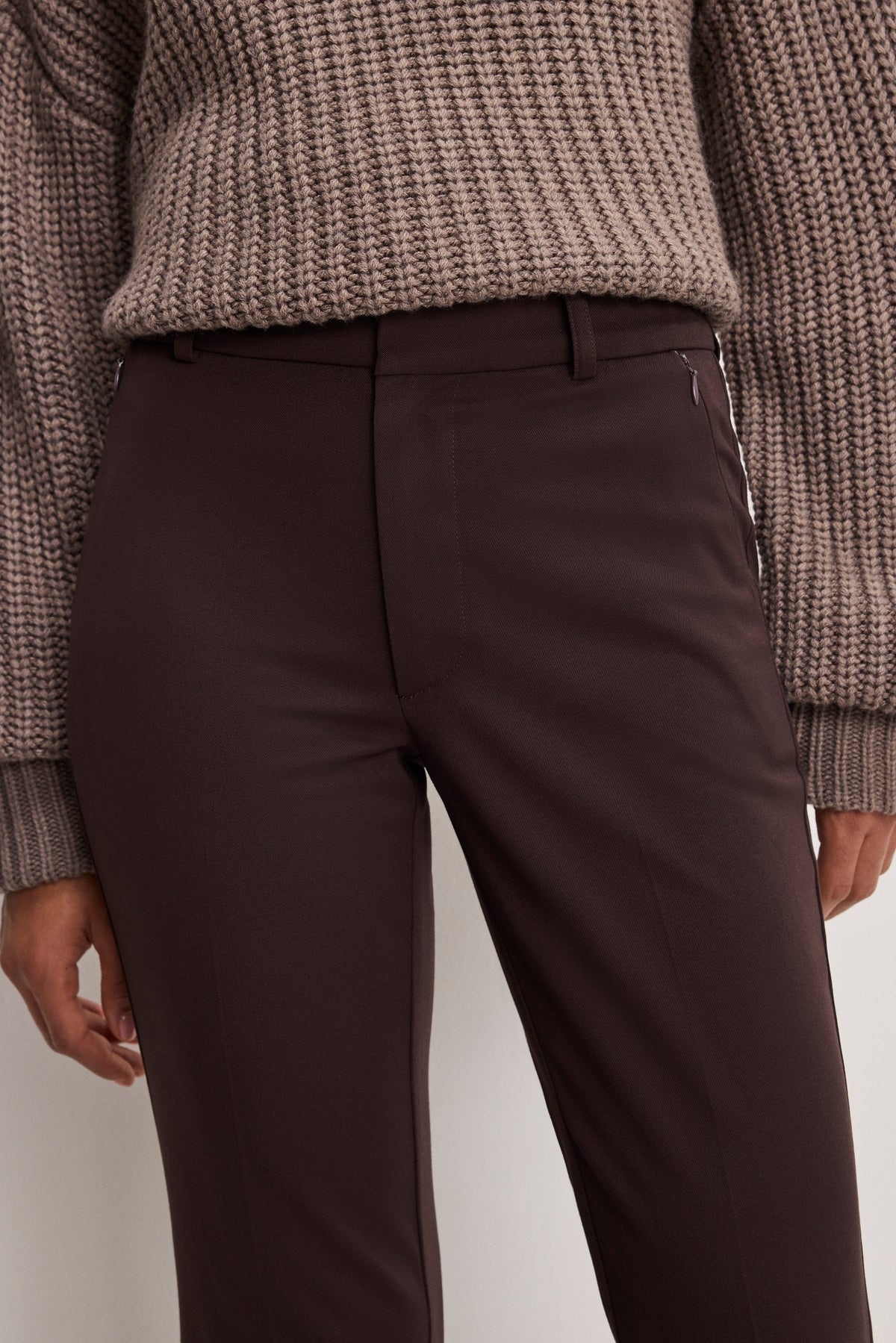 Essential Suiting Flare Trousers in Dark Chocolate