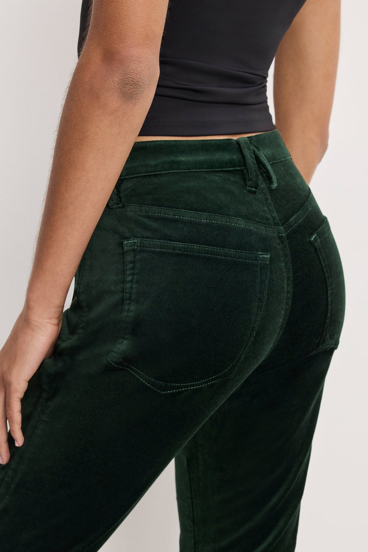 Velvet Good High-Rise Kick Flare Pants in Pine Green003
