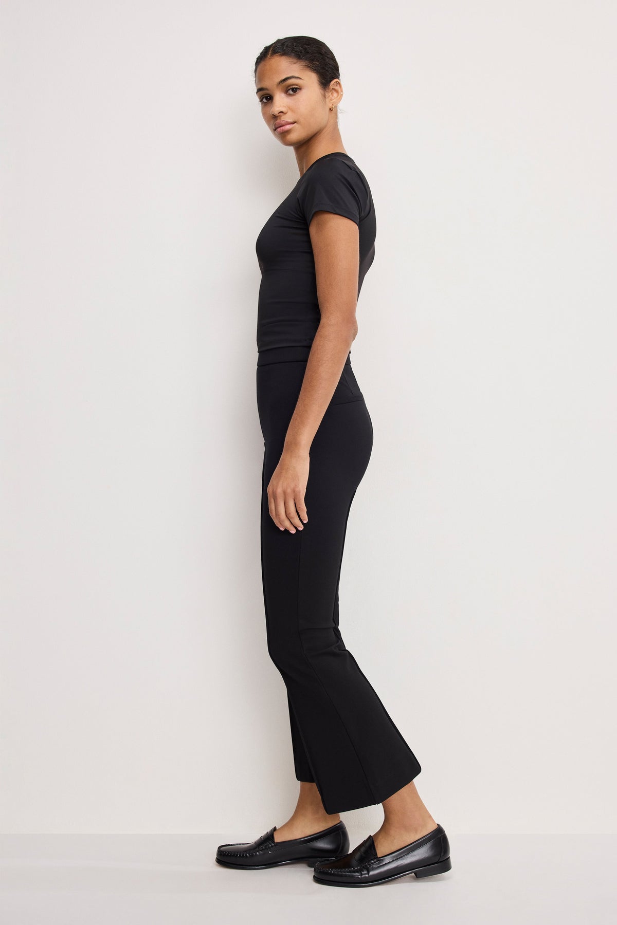 The Soft Stretch Ponte Kick Flare Pants in Black001
