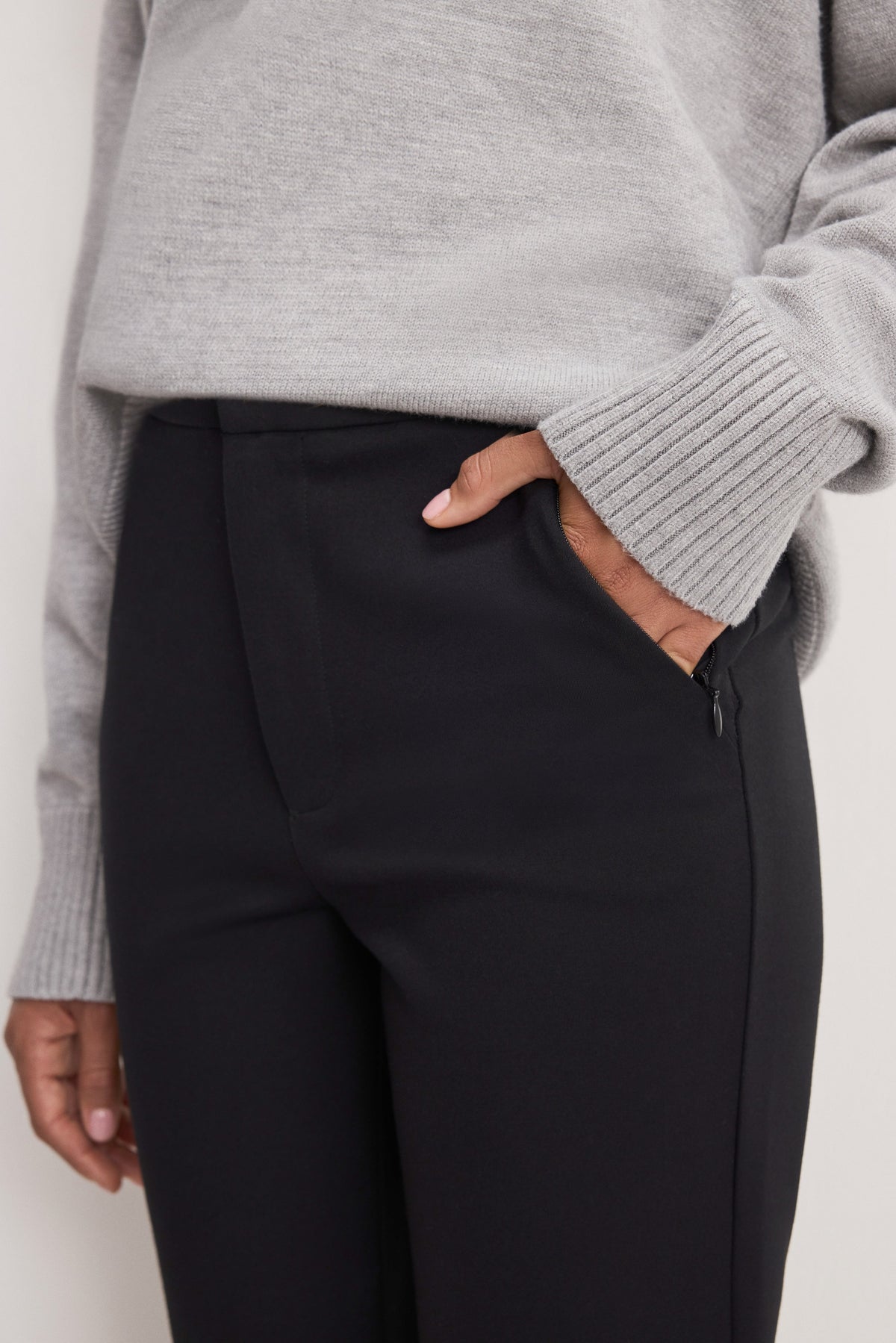 Soft Stretch Ponte Straight Trousers in Black001