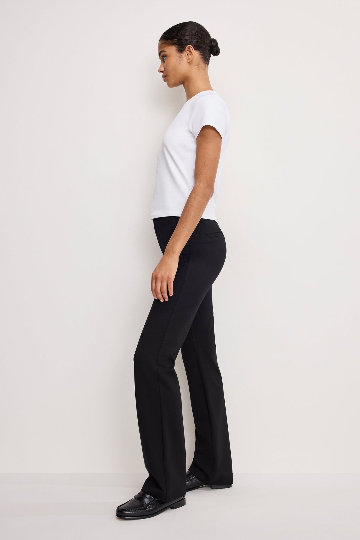 Soft Stretch Ponte Straight Trousers in Black001
