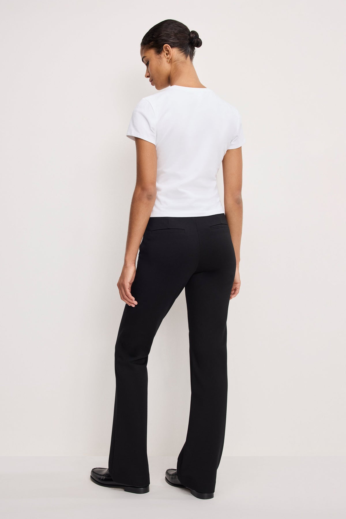 Soft Stretch Ponte Straight Trousers in Black001