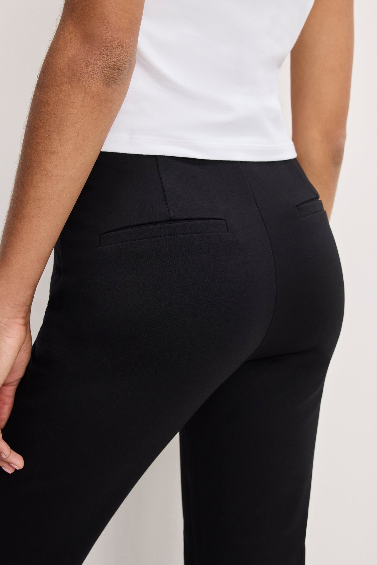Soft Stretch Ponte Straight Trousers in Black001