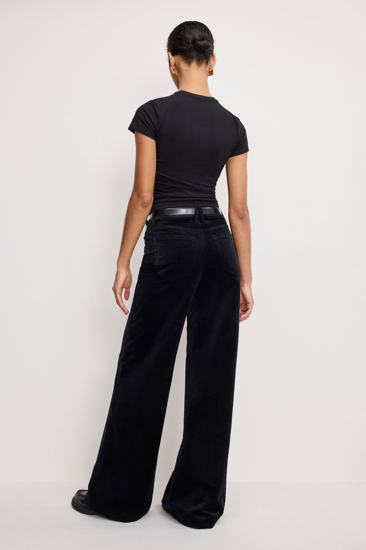 Velvet Good Waist Palazzo Pants in Black001