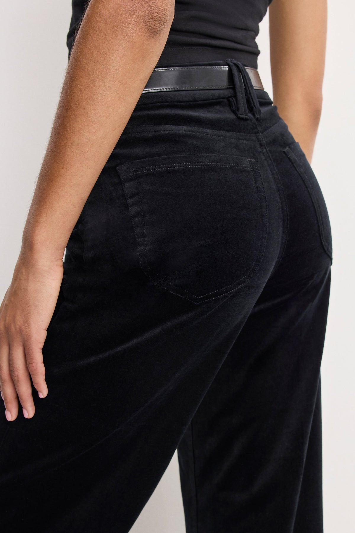 Velvet Good Waist Palazzo Pants in Black001