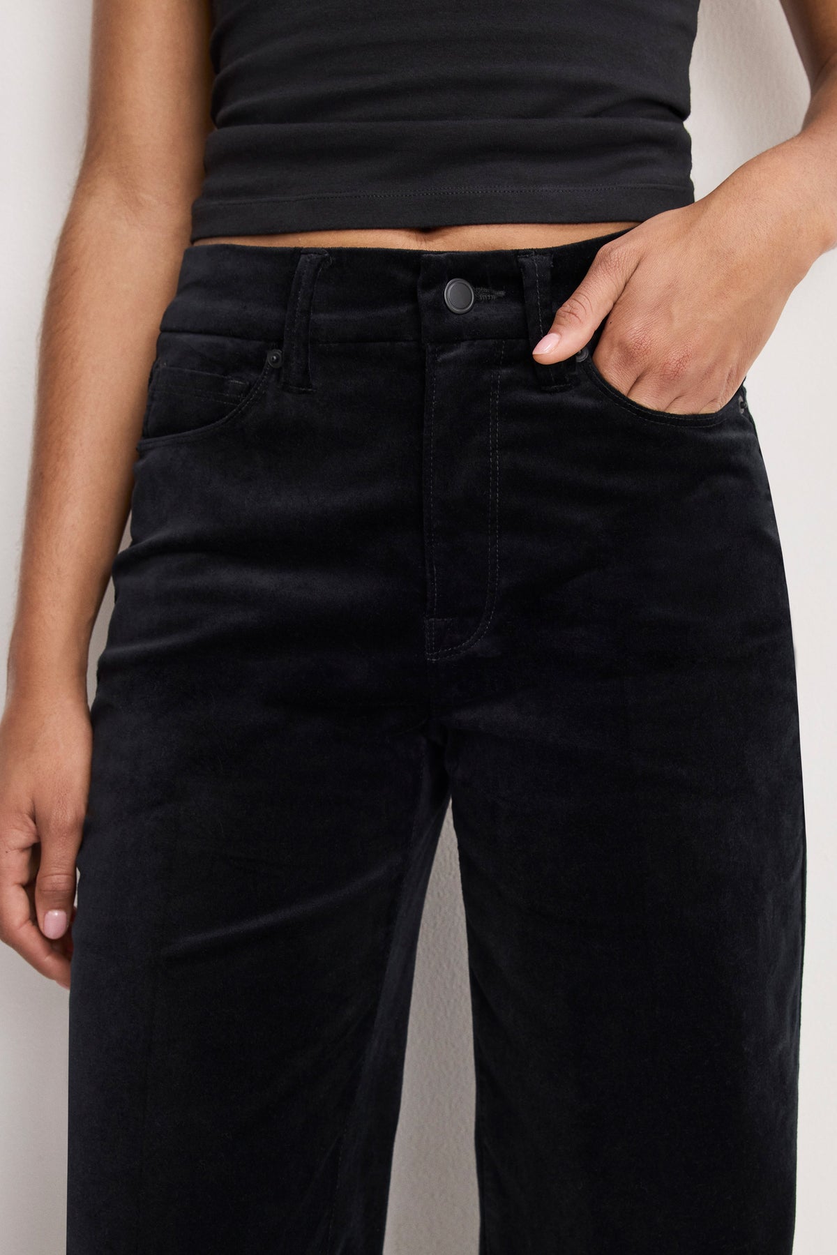 Velvet Good Waist Palazzo Pants in Black001