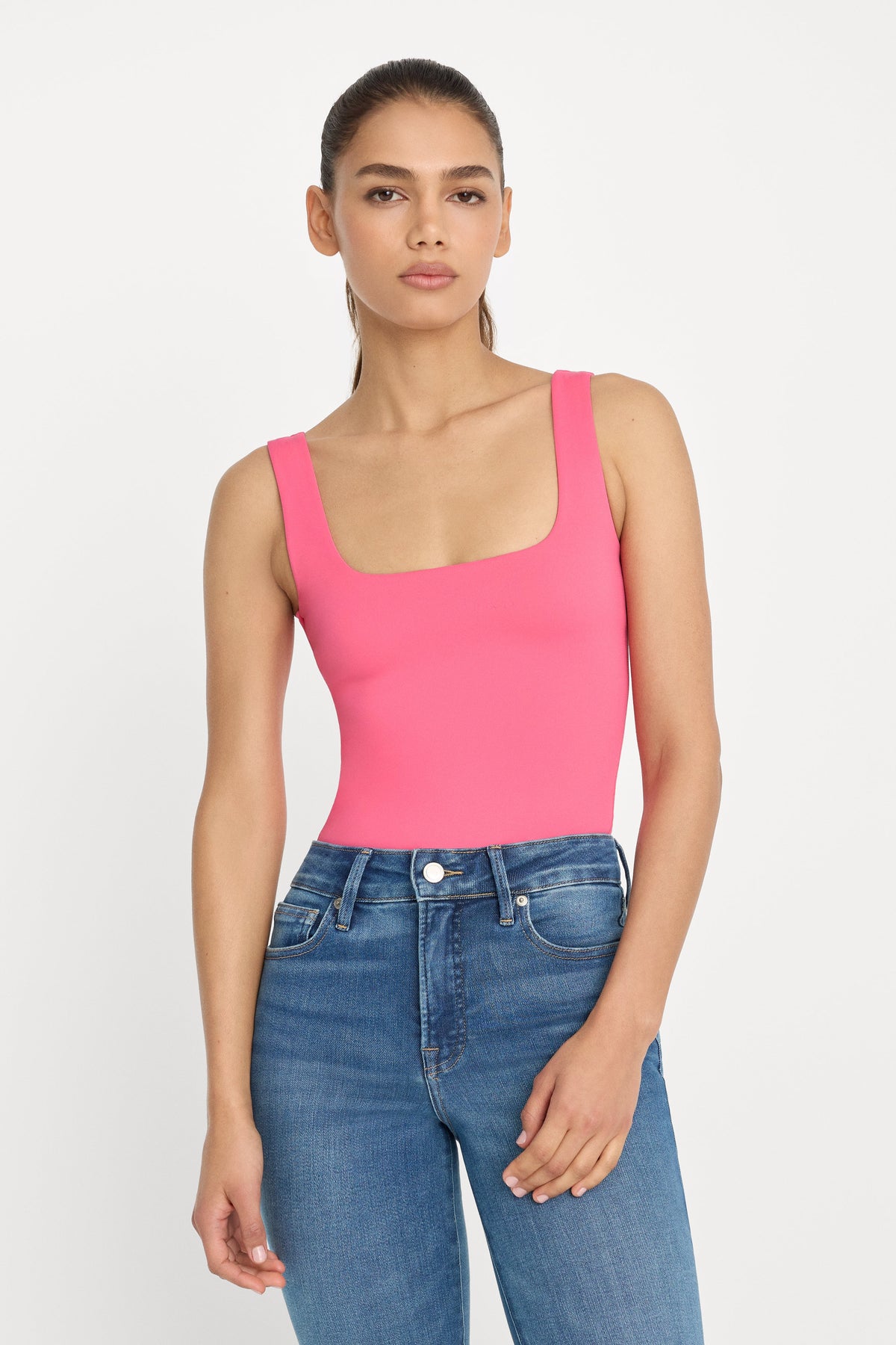 Sculpting Modern Tank Bodysuit in Strawberry Pink