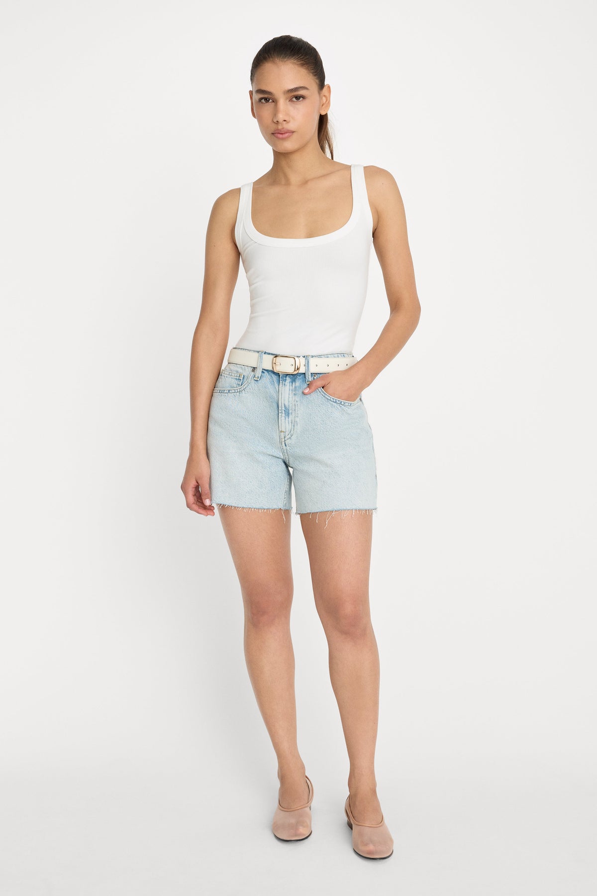 Modal Rib Tank Bodysuit in Chalk