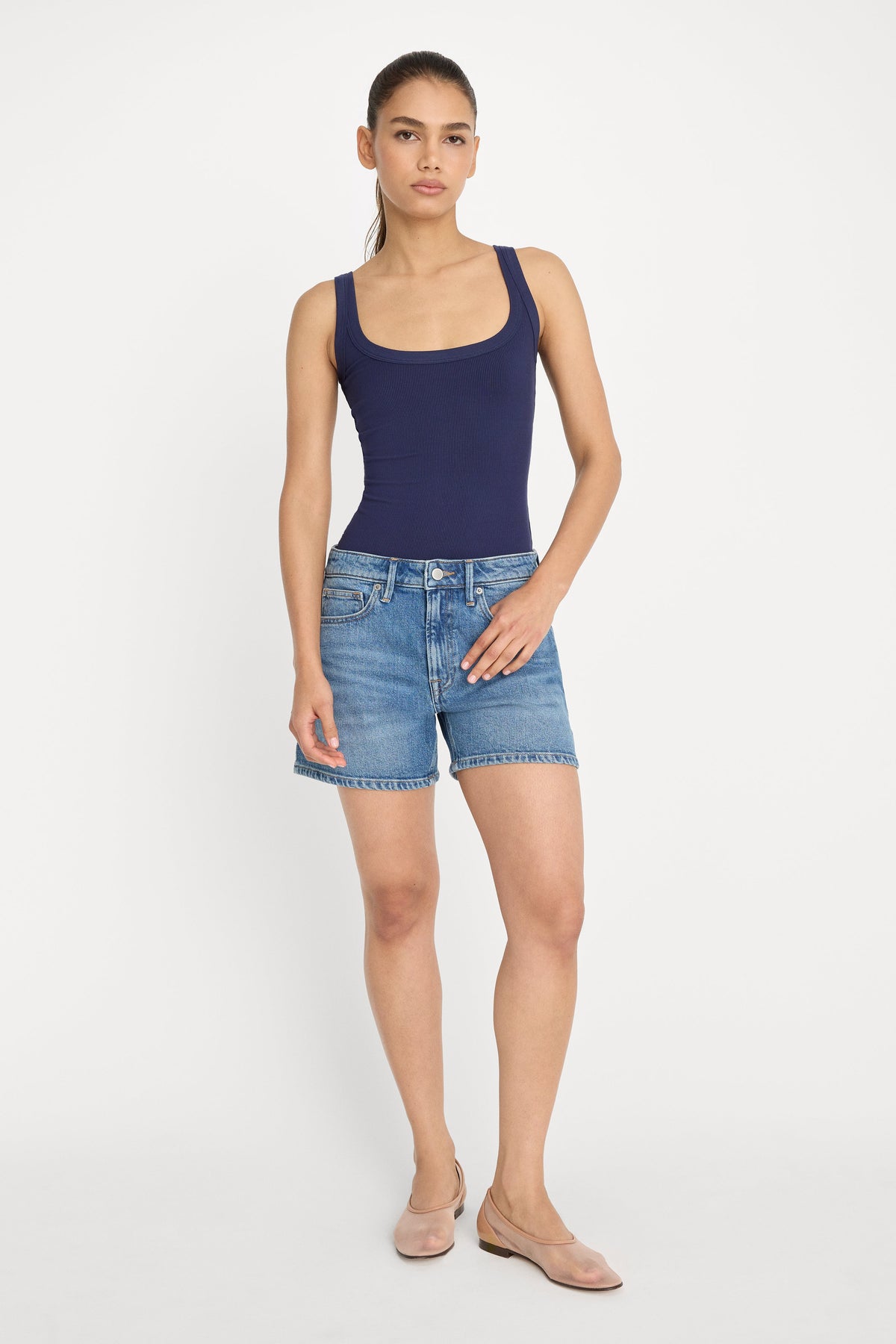 Modal Rib Tank Bodysuit in Horizon Ink
